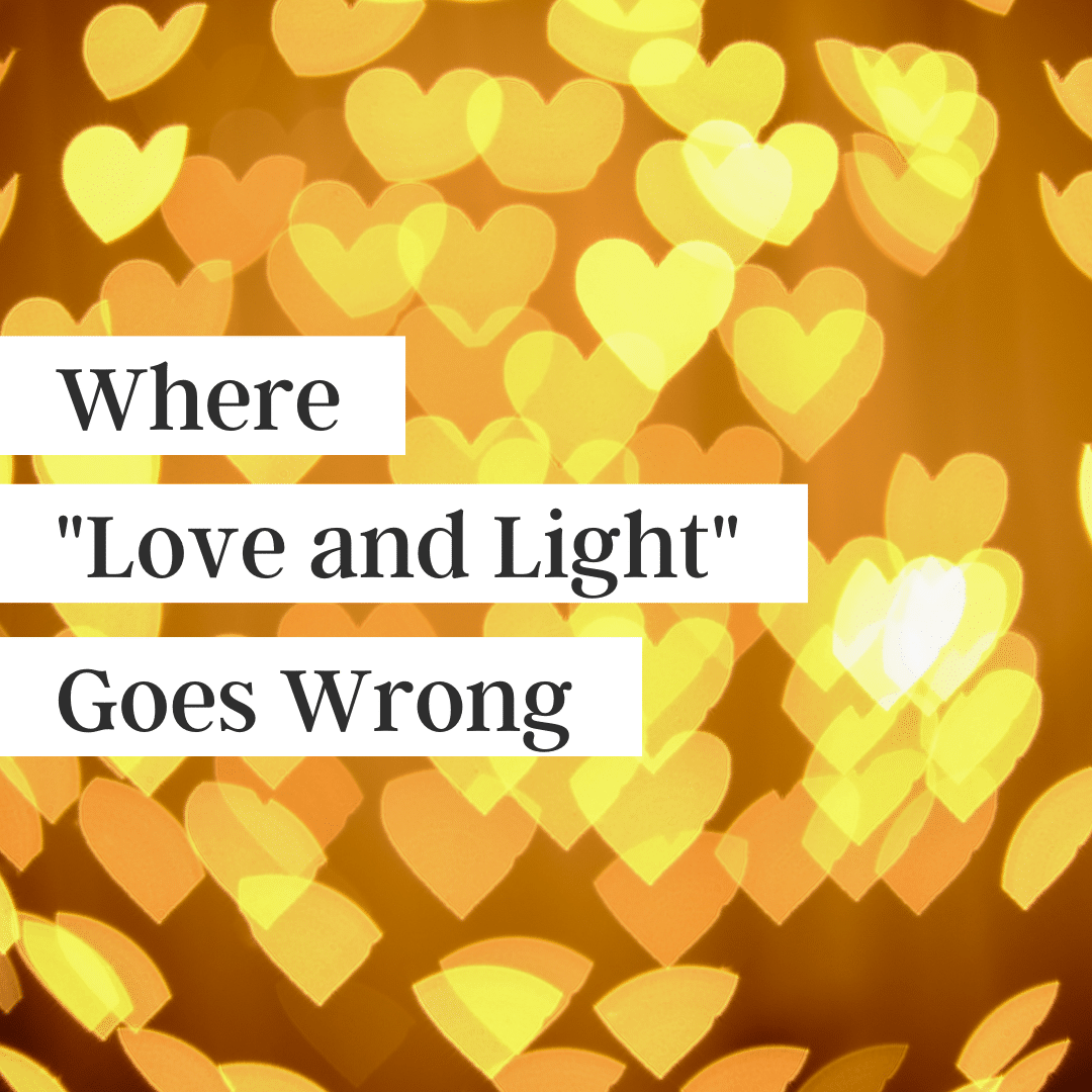 Gold hearts that look like lights with the words "Where Love and Light Goes Wrong" printed on top